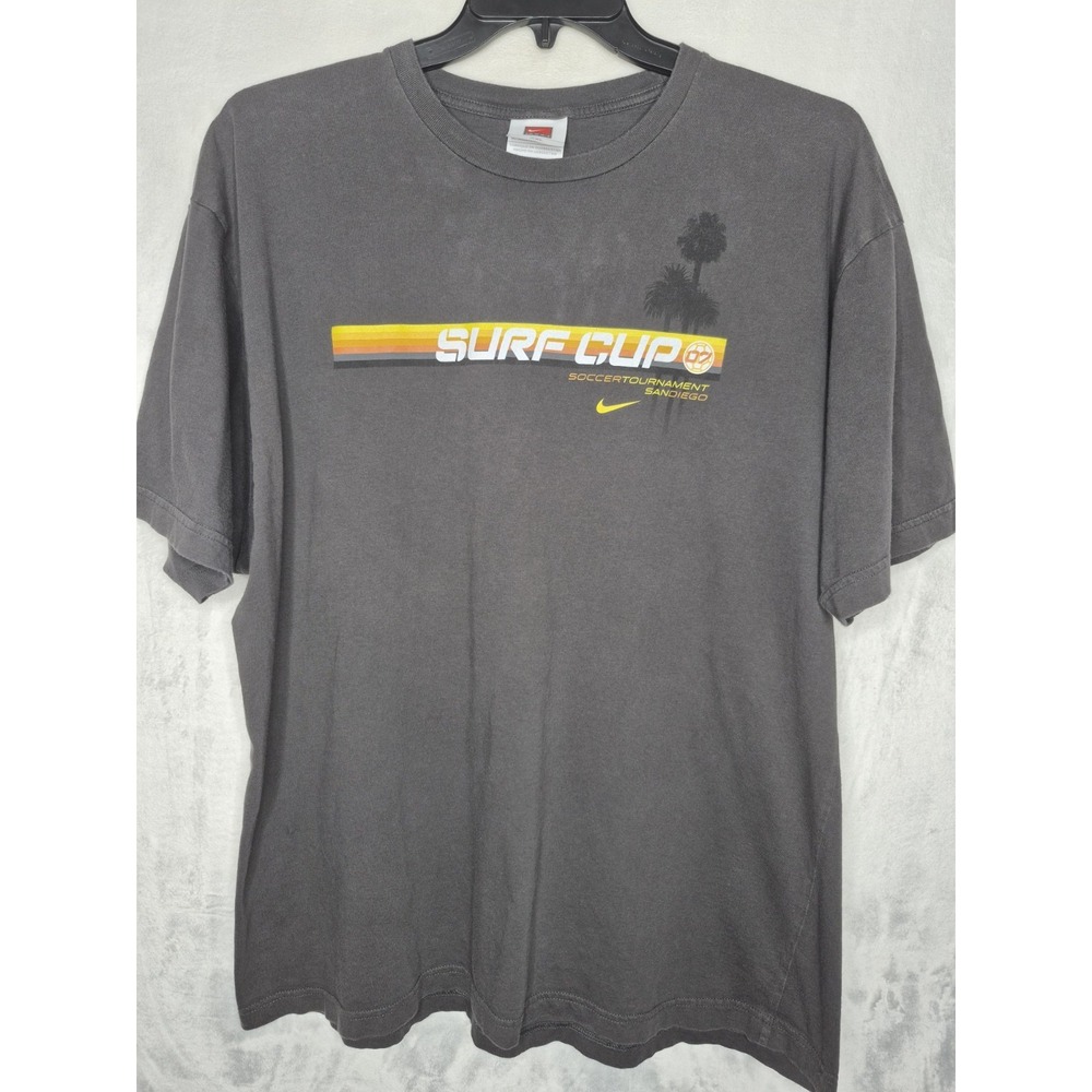 Vintage Nike White Tag Surf Cup San Diego Soccer T Shirt Mens XXL Grey 24.5x31